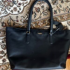 Tumi Black Leather Tote Bag